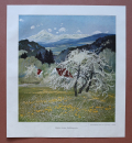 Kunst Druck Adalbert Holzer 1909 Frühlingswetter Natur Berge Landschaft Idylle